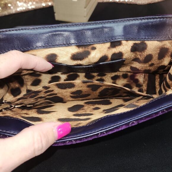 NWOT Dolce&Gabbana Lucia Studded Mixed-Media Velvet Shoulder Bag W/ Dust Bag - Picture 12 of 16